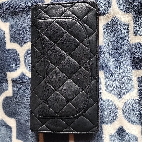 Chanel Black Diamond Stitch Leather Flap Long Wallet - Picture 3 of 7